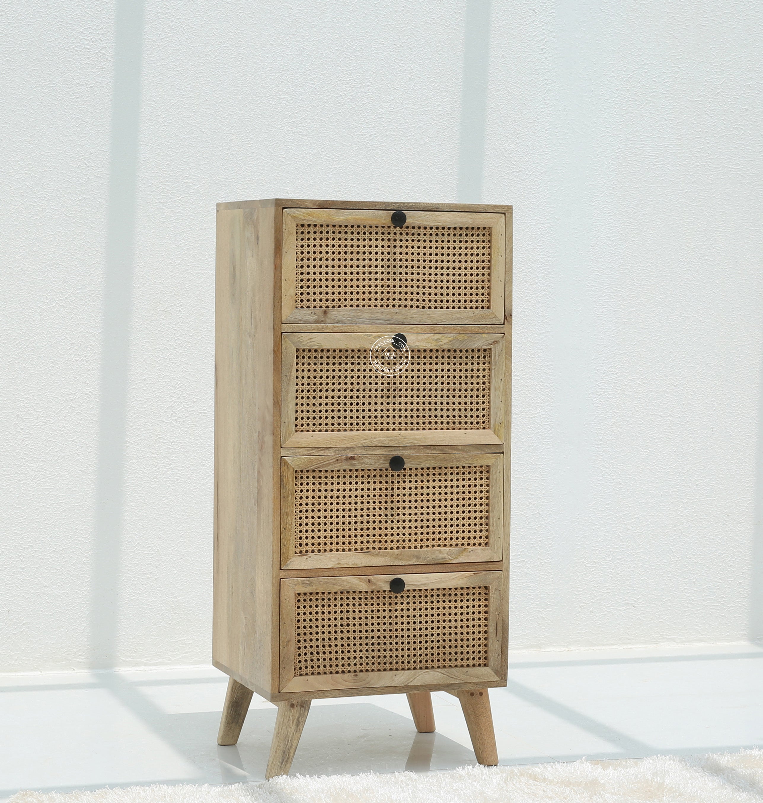 Grainline Chest of Rattan Drawers – Solid Mango Wood, Multiple Sizes | Opelhome UAE