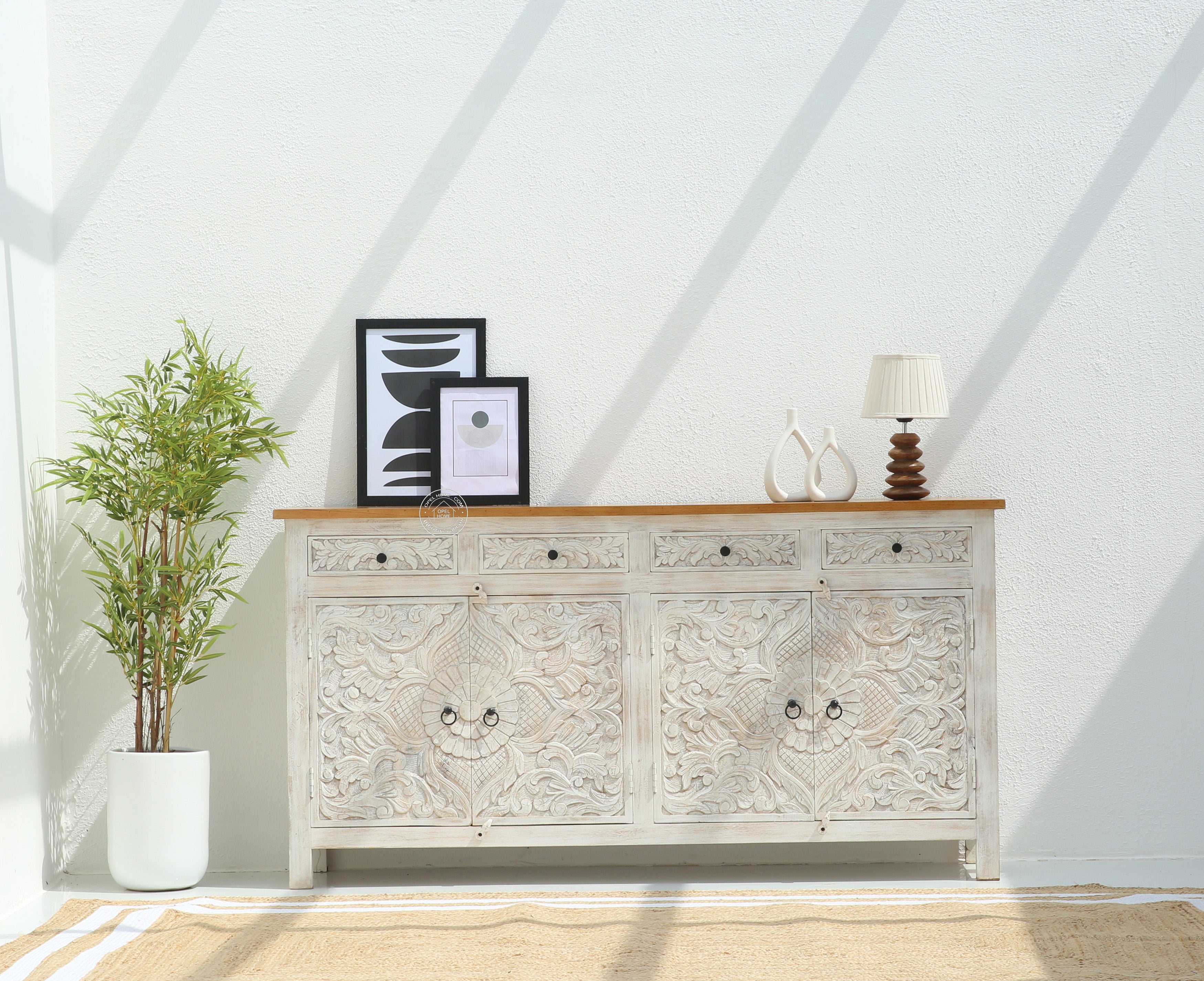 Pisty wooden 4 door 4 drawer sideboard (Multiple Colors Options)
