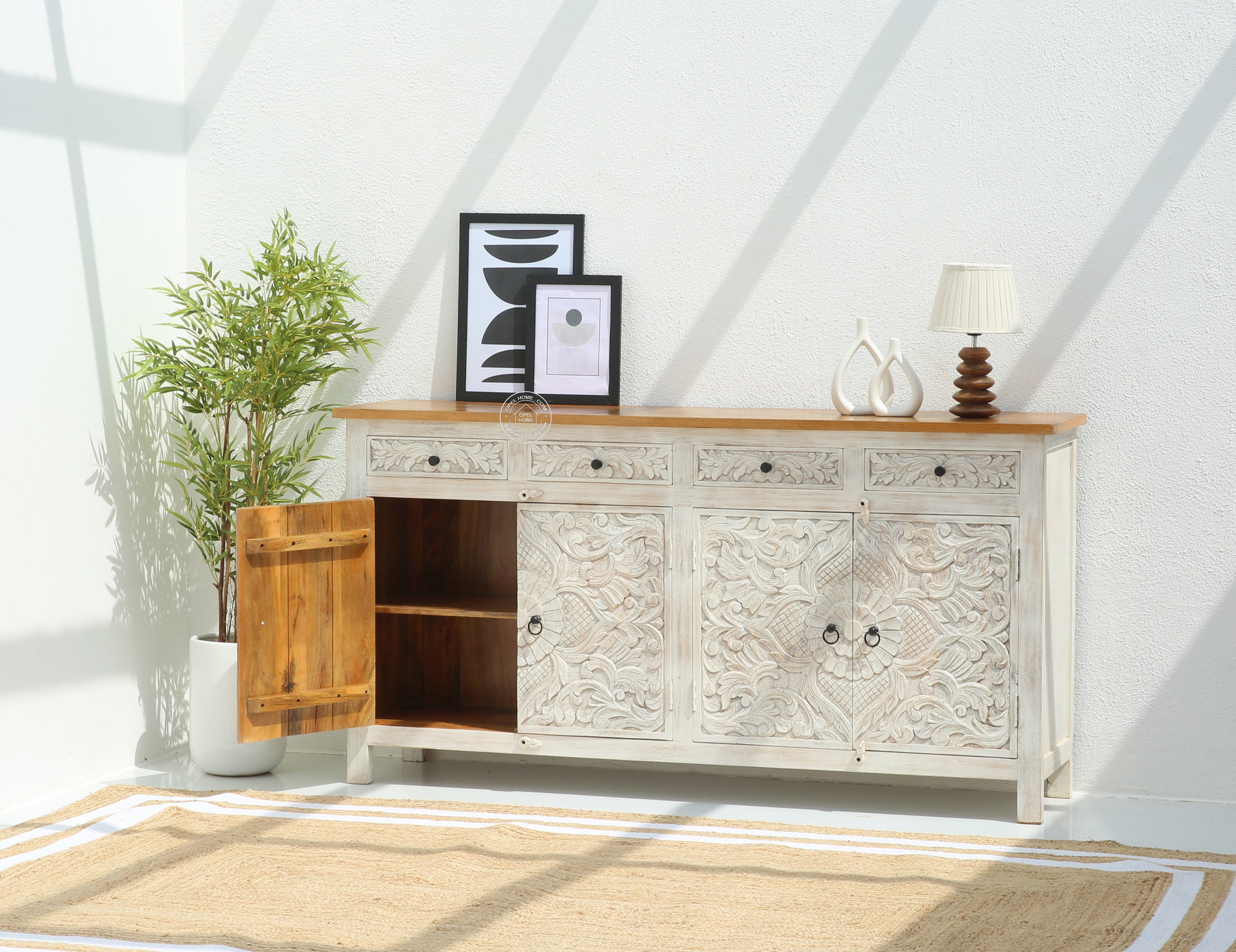 Pisty wooden 4 door 4 drawer sideboard (Multiple Colors Options)