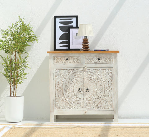 Bunny wooden 2 door 2 drawer  carved Sideboard (Multiple Colors Options)