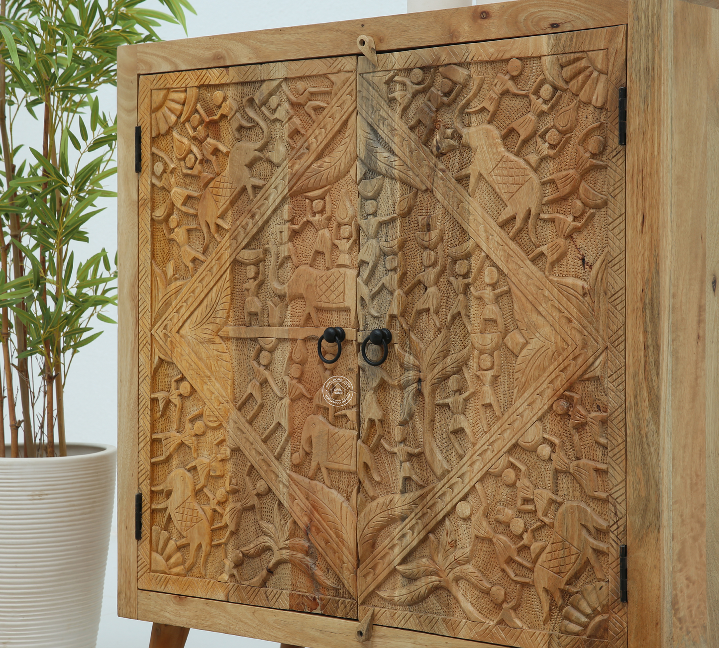 Caroa Two Door Wooden Sideboard & Buffet – Solid Mango Wood (Natural Finish)