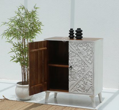 Caroa Two Door Wooden Sideboard & Buffet – Solid Mango Wood (White Finish)