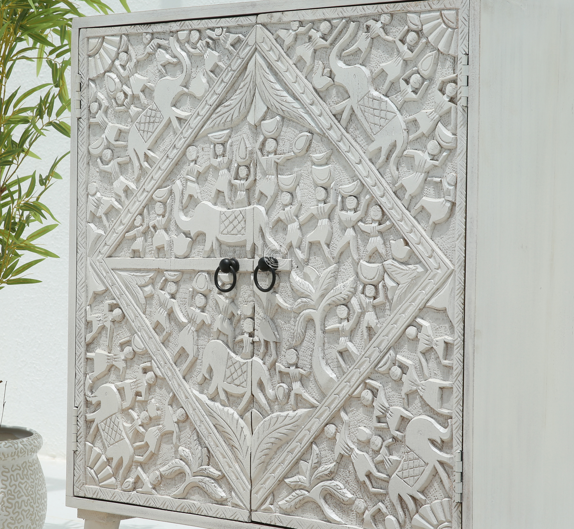 Caroa Two Door Wooden Sideboard & Buffet – Solid Mango Wood (White Finish)