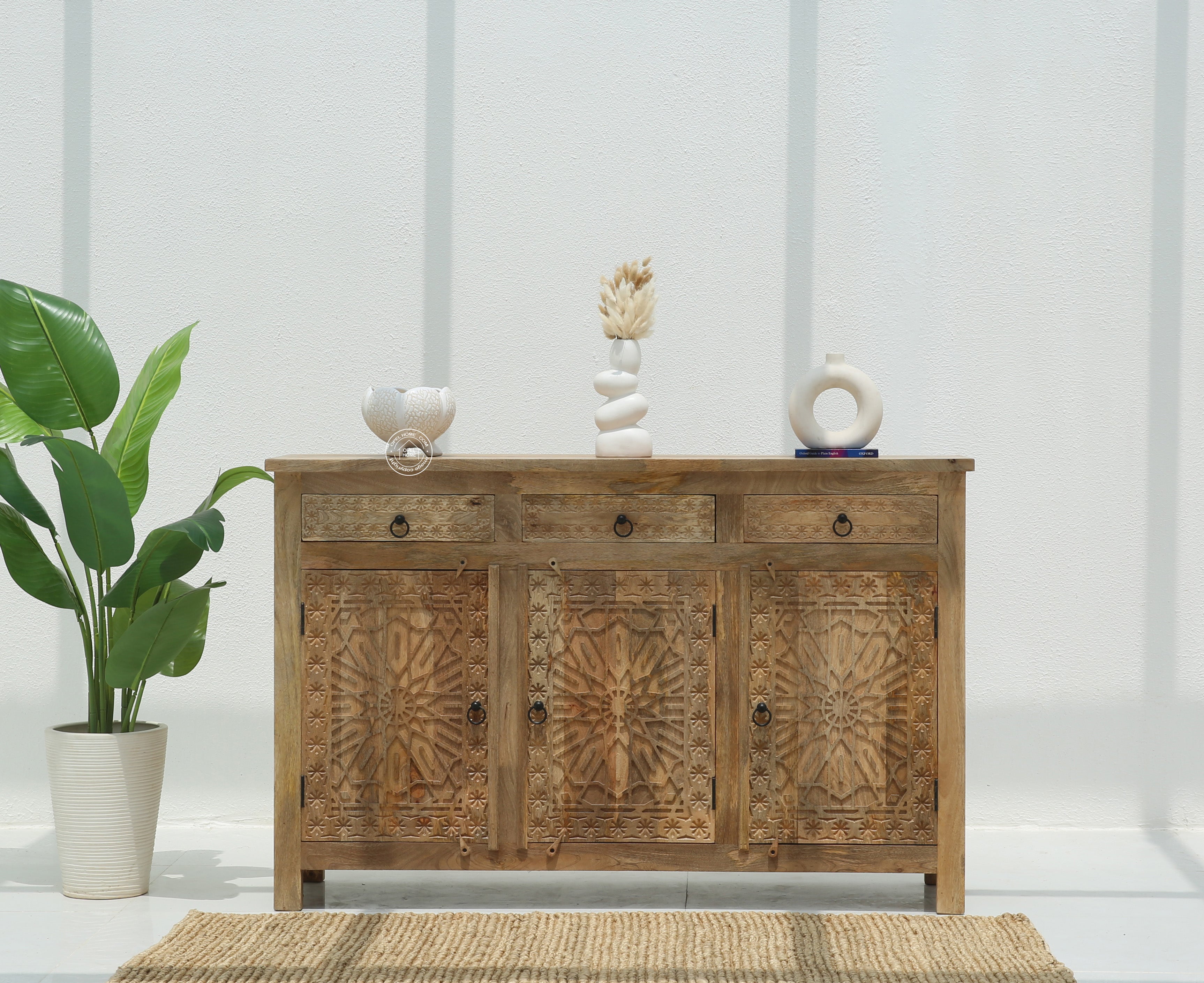 Nordic Wooden 3 Door 3 Drawer Cabinet (Multiple Colors Options).
