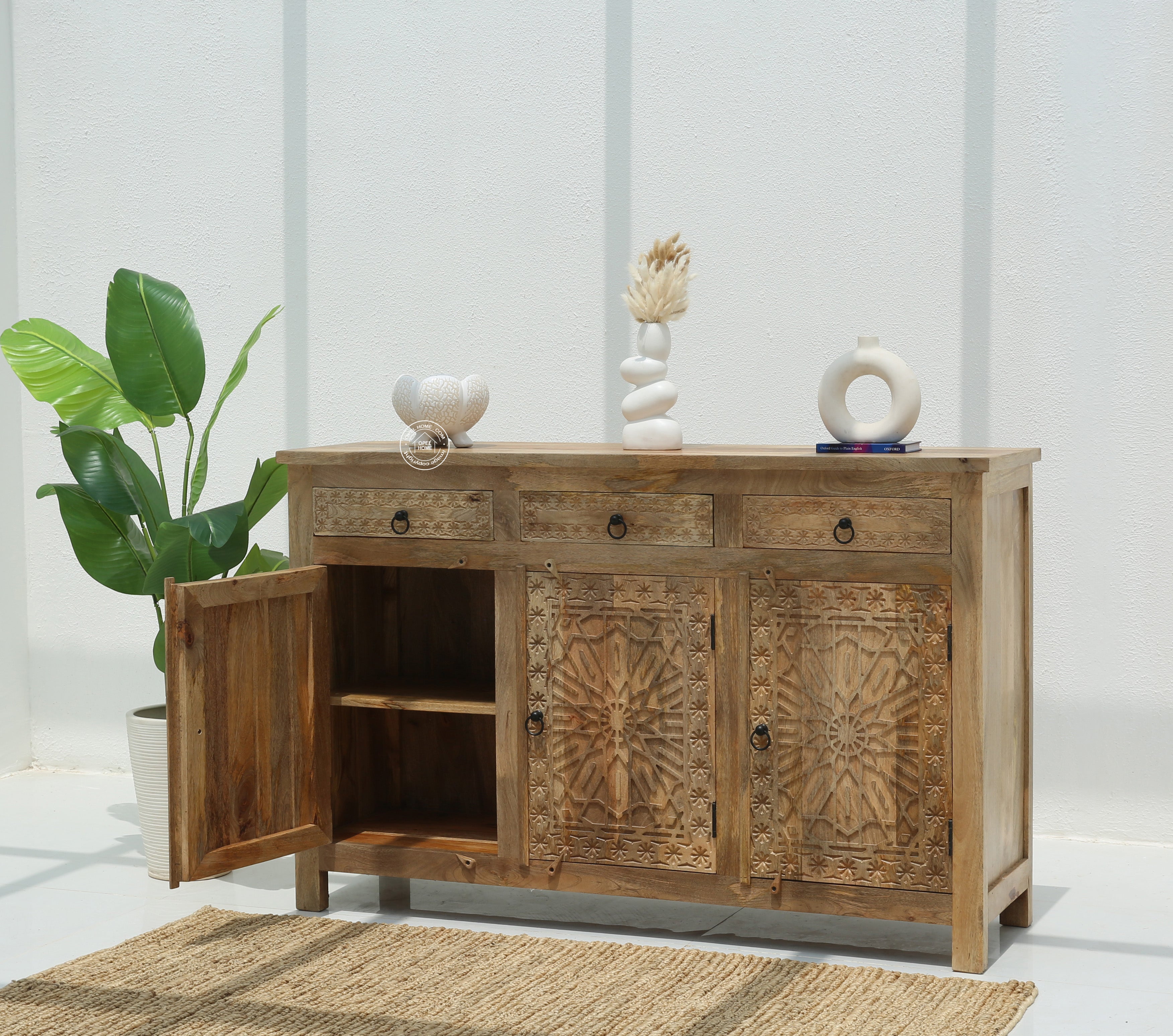 Nordic Wooden 3 Door 3 Drawer Cabinet (Multiple Colors Options).