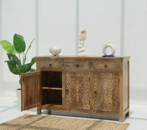Nordic Wooden 3 Door 3 Drawer Cabinet (Multiple Colors Options).