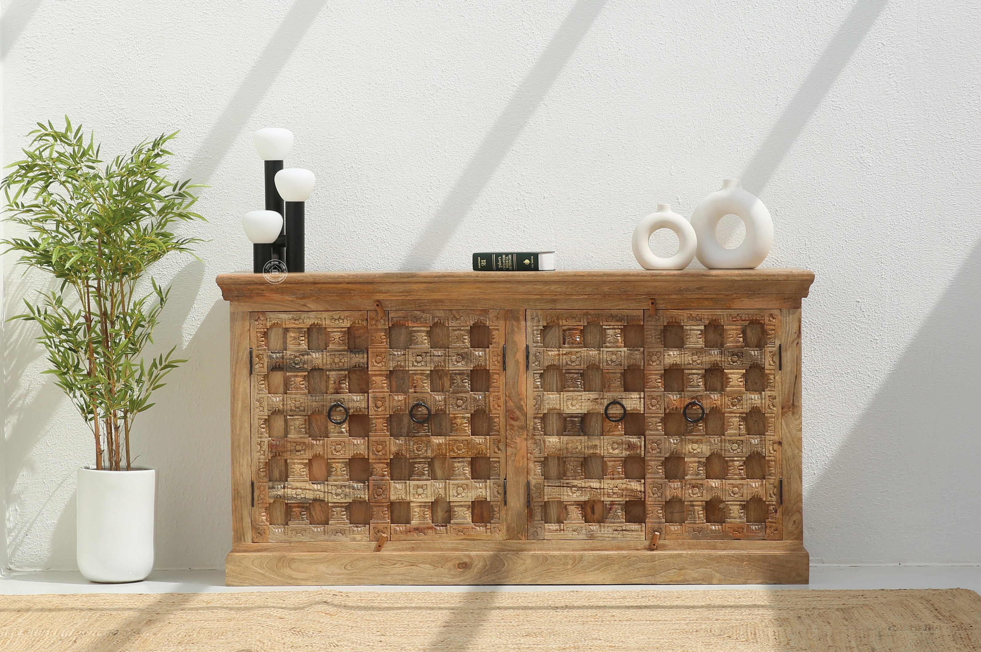 Peach wooden 4 door Sideboard