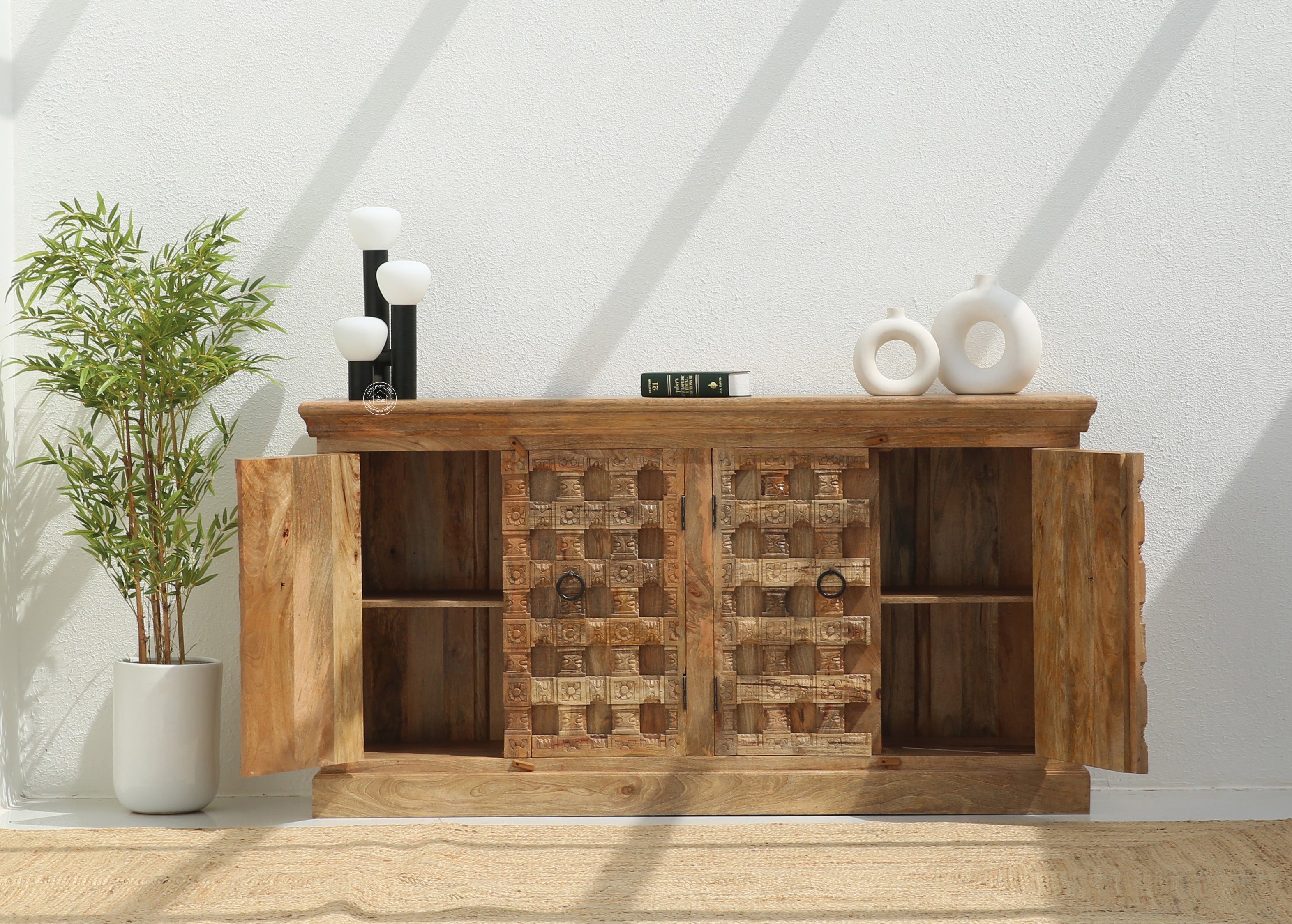 Peach wooden 4 door Sideboard