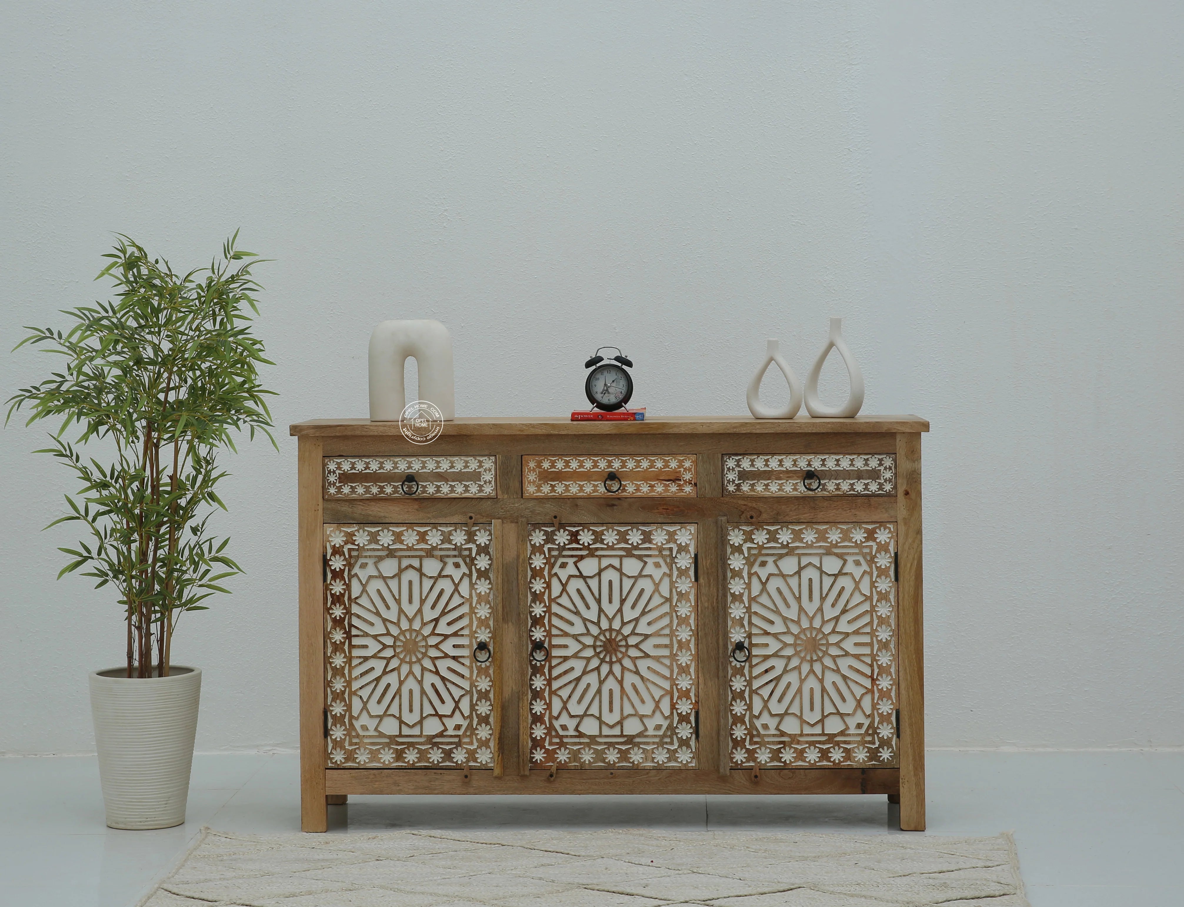 Nordic Wooden 3 Door 3 Drawer Cabinet (Multiple Colors Options).