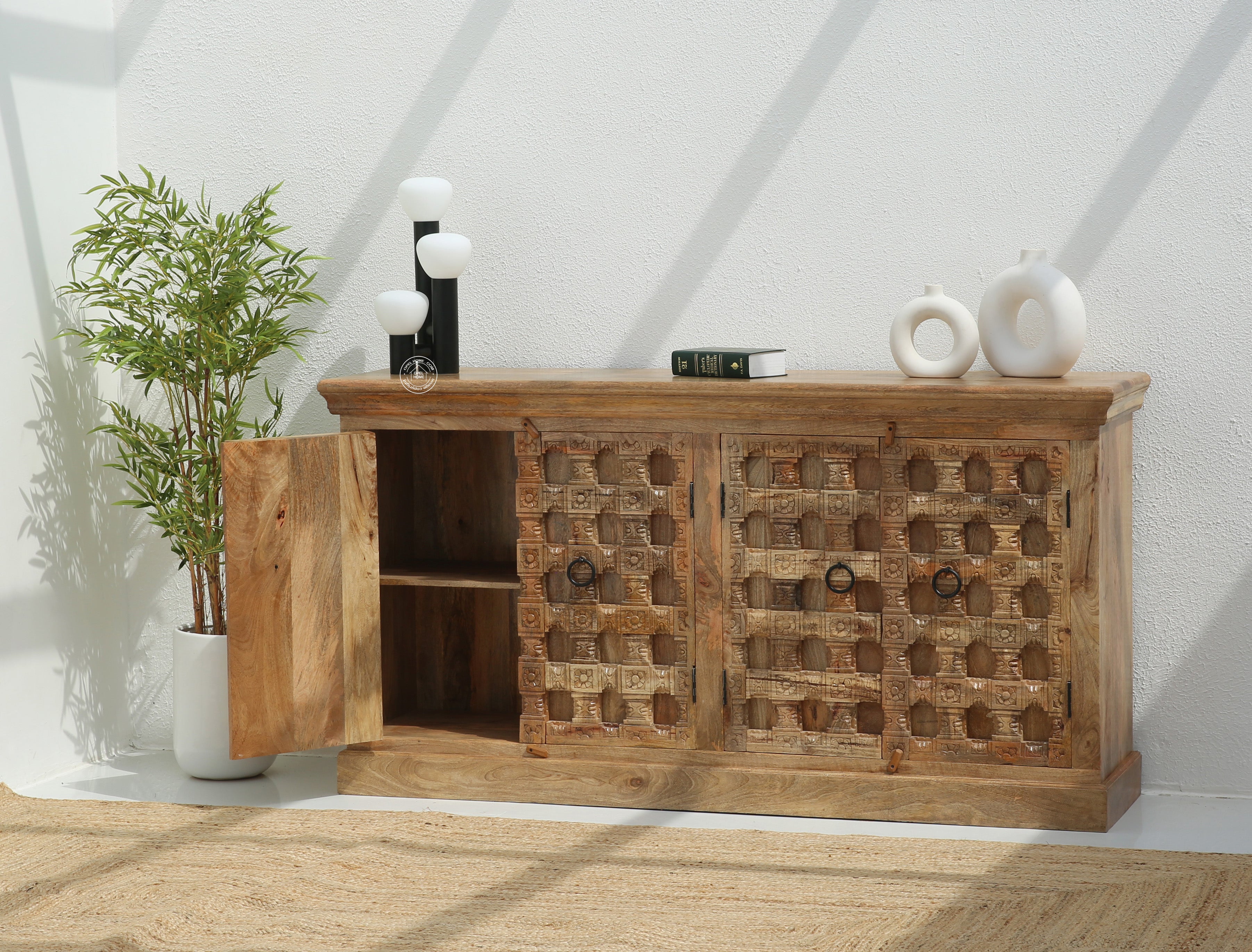 Peach wooden 4 door Sideboard