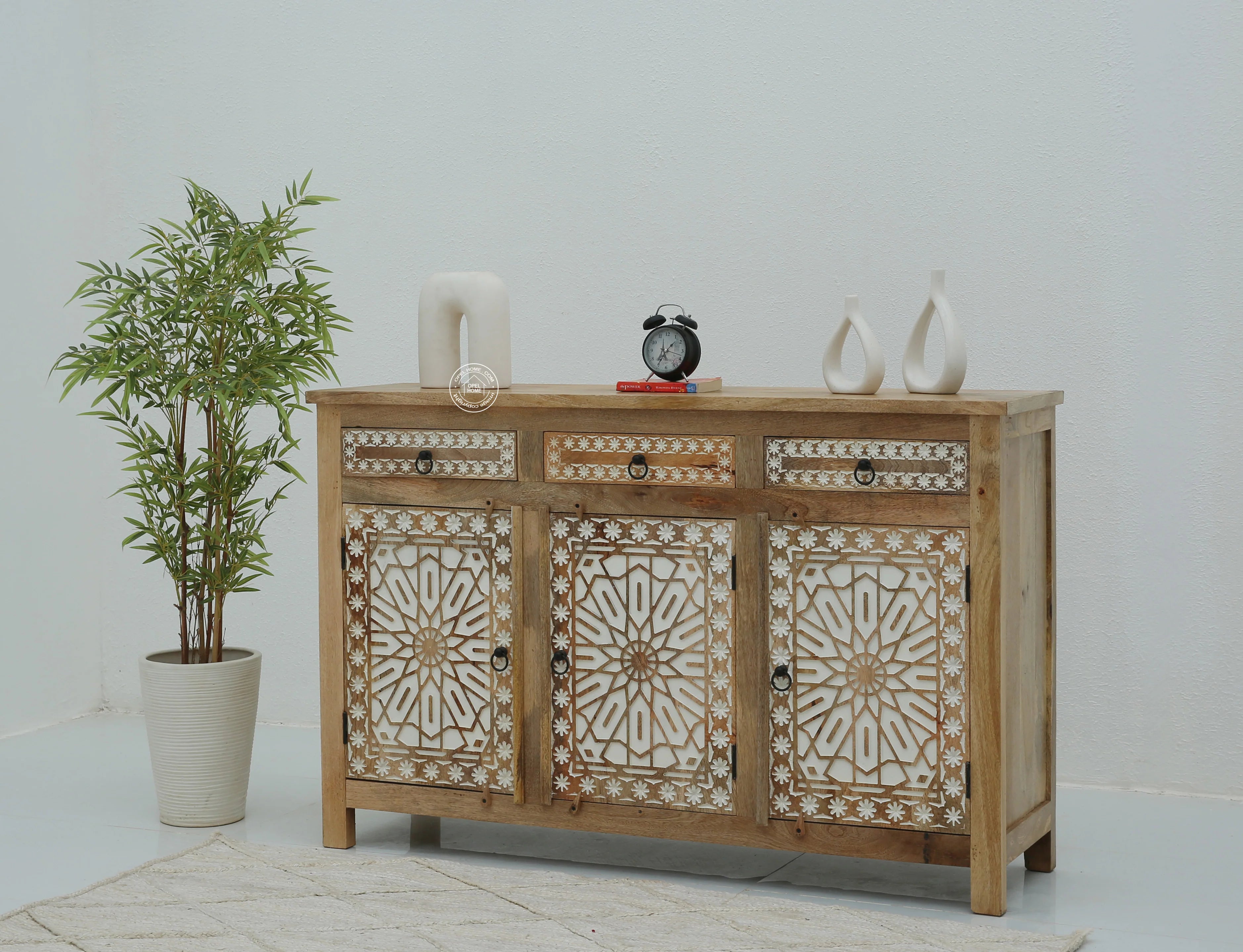 Nordic Wooden 3 Door 3 Drawer Cabinet (Multiple Colors Options).