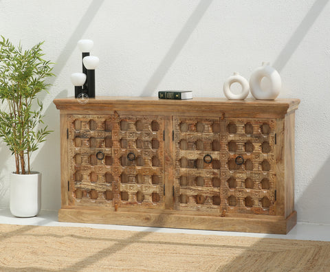 Peach wooden 4 door Sideboard