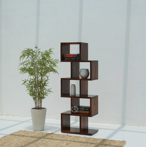 Cavallo Wooden Bookcase – Solid Wood, Honey Finish, 147 cm | Opelhome UAE