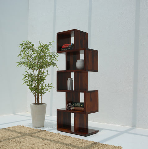 Cavallo Wooden Bookcase – Solid Wood, Honey Finish, 147 cm | Opelhome UAE