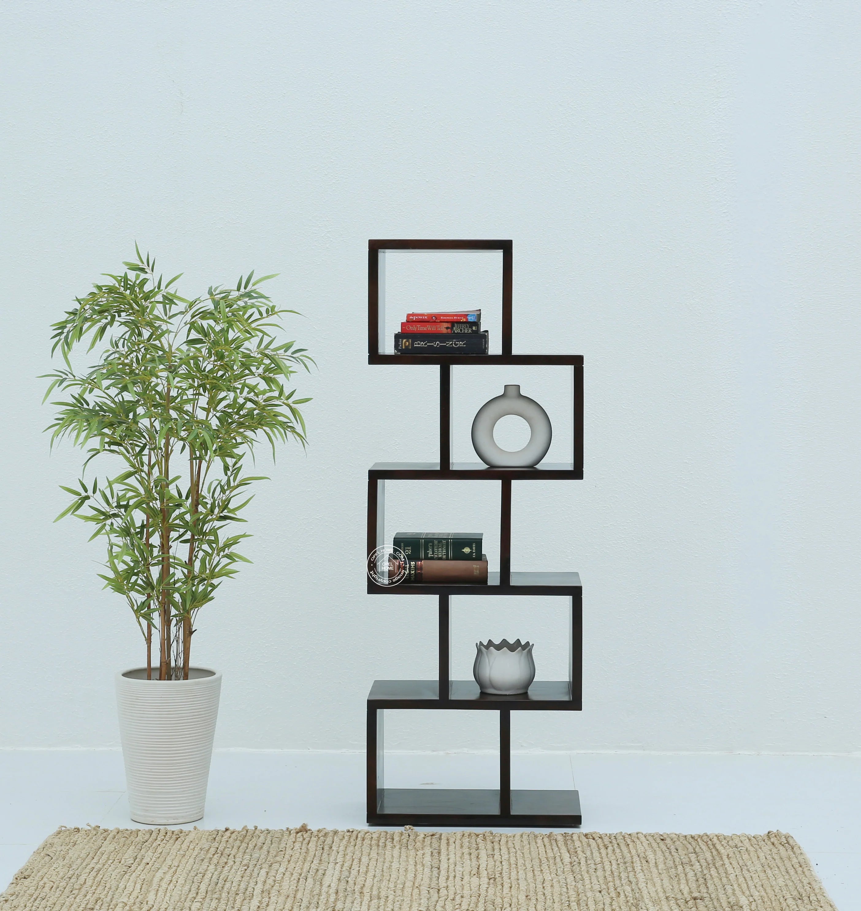 Cavallo Wooden Bookcase – Solid Wood, Honey Finish, 147 cm | Opelhome UAE