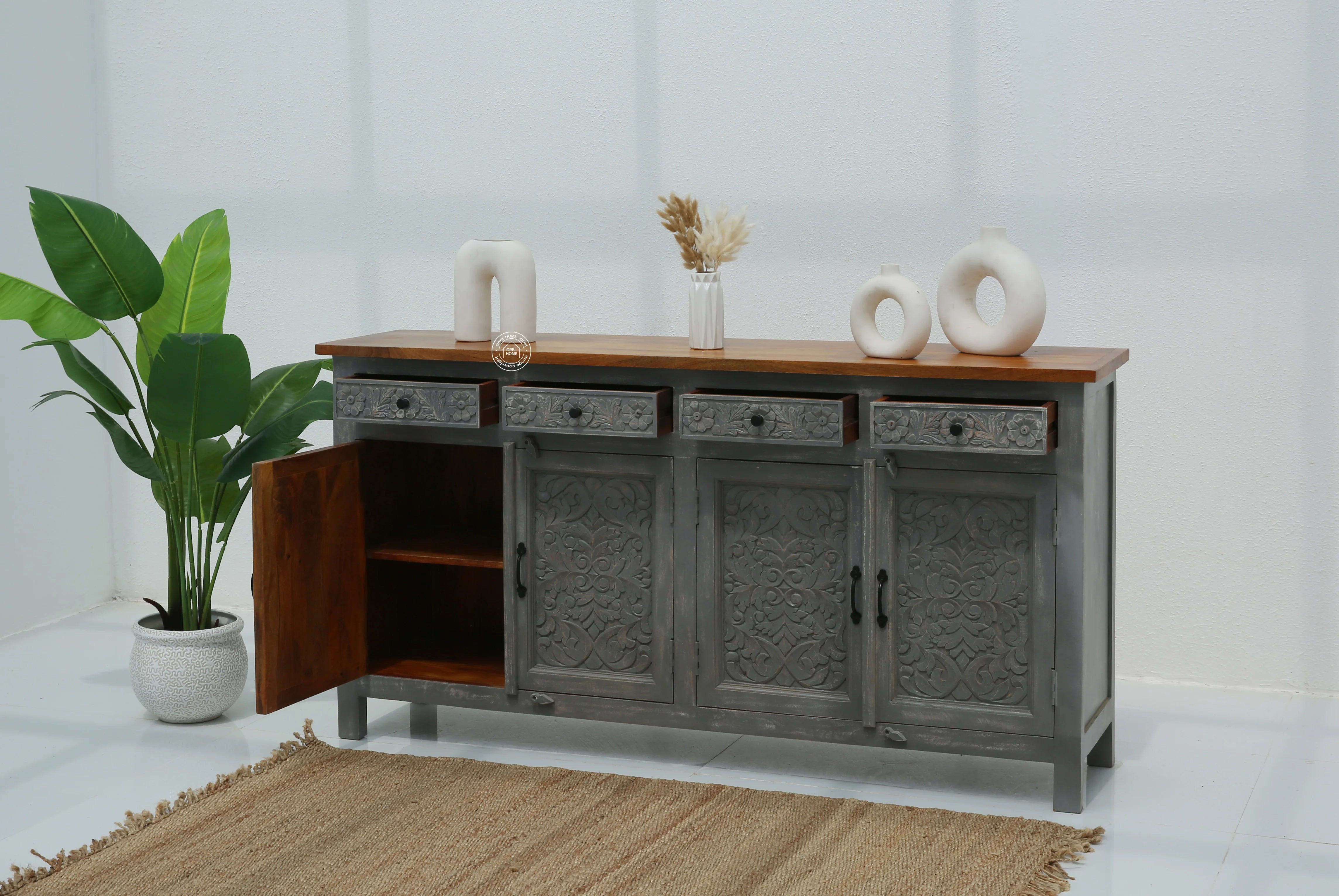 Iris wooden 4 door 4 Drawers Sideboard (Multiple Colors Options)