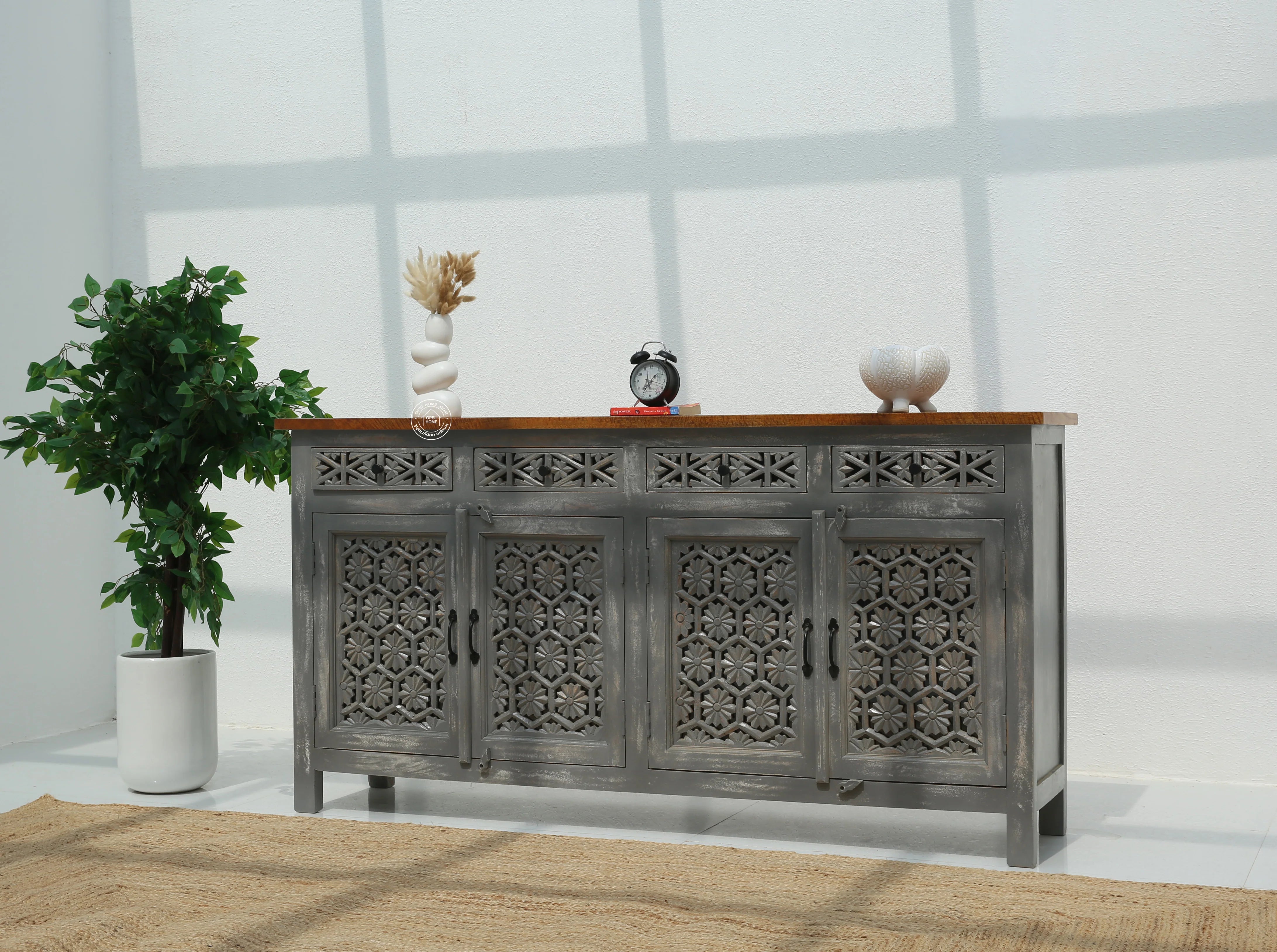 Ashara wooden 4 door 4 drawer Sideboard (Multiple Colors Options).