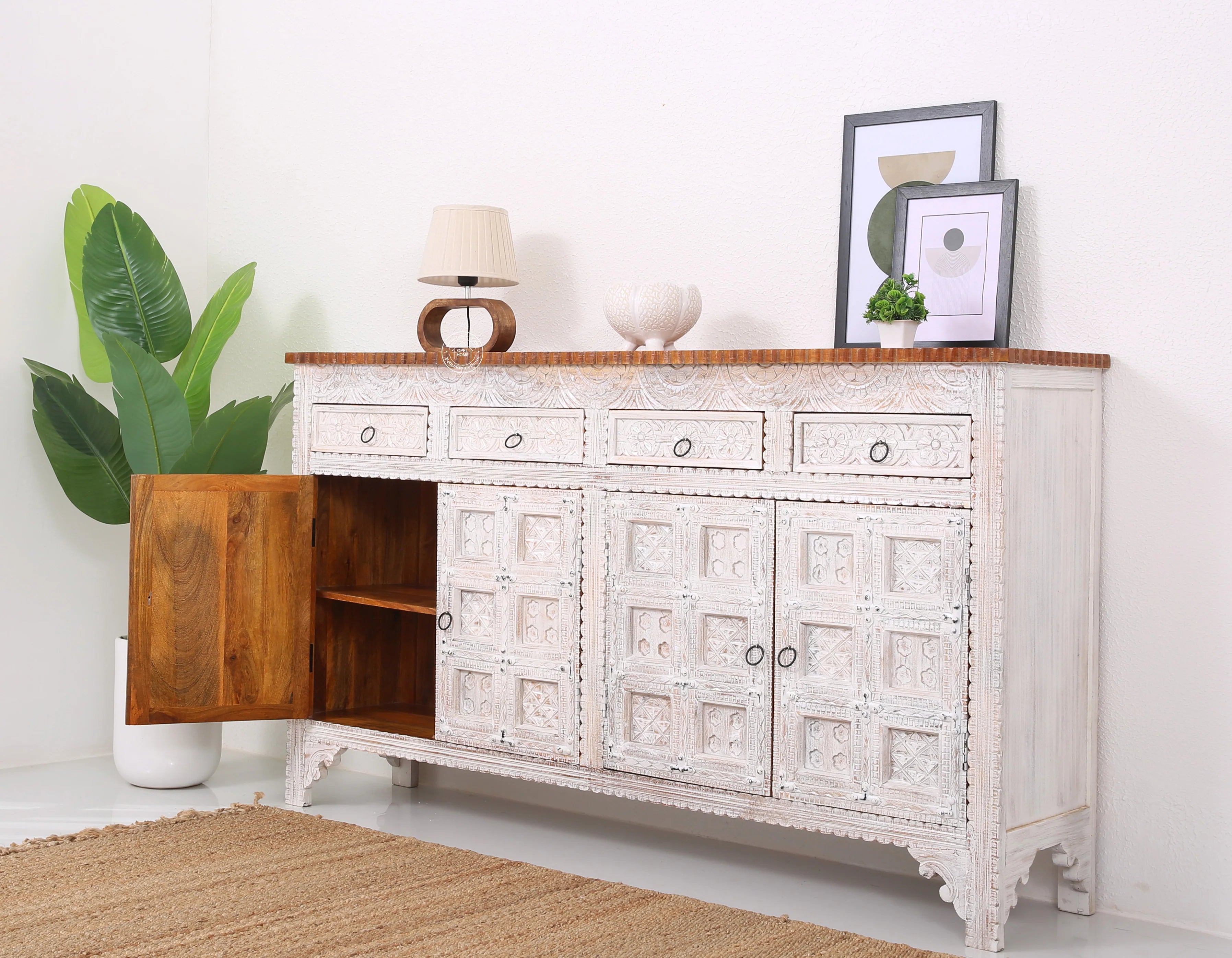 Berry Wooden 4 door 4 drawer Sideboard (Multiple Colors Options).