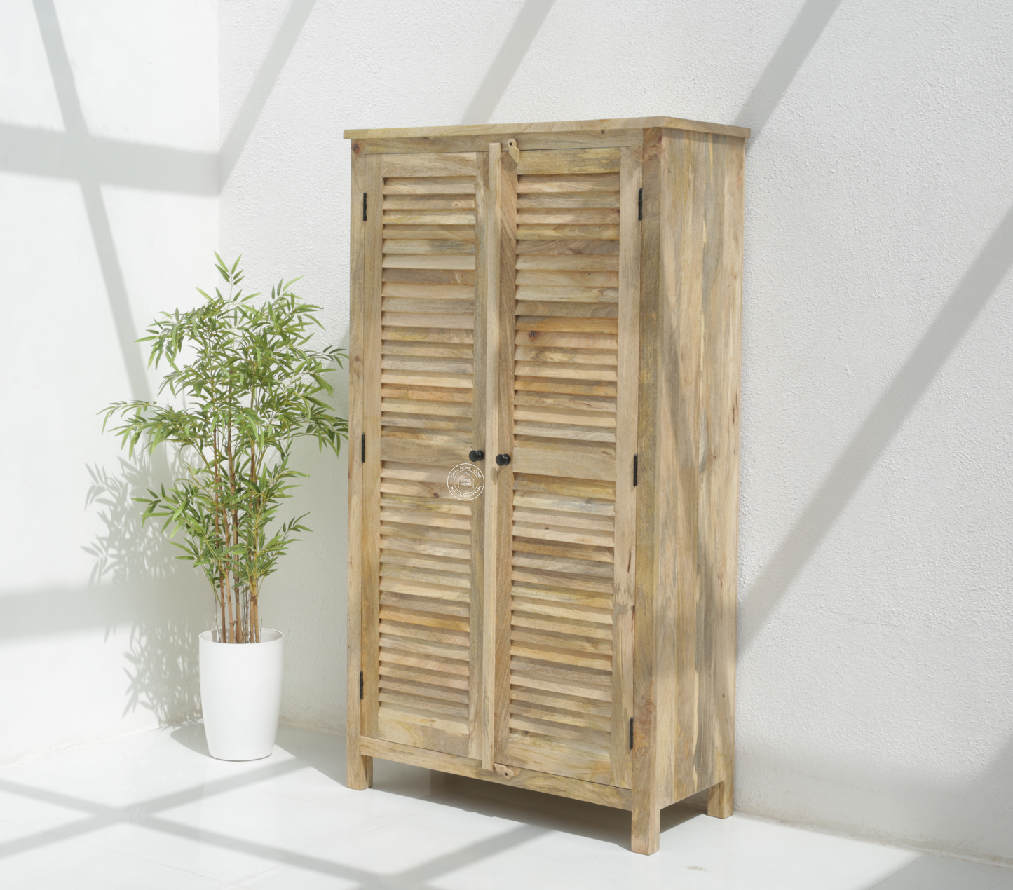Moiser wooden Closet  and shoe rack - solid mango wood , natural finish | Opelhome UAE