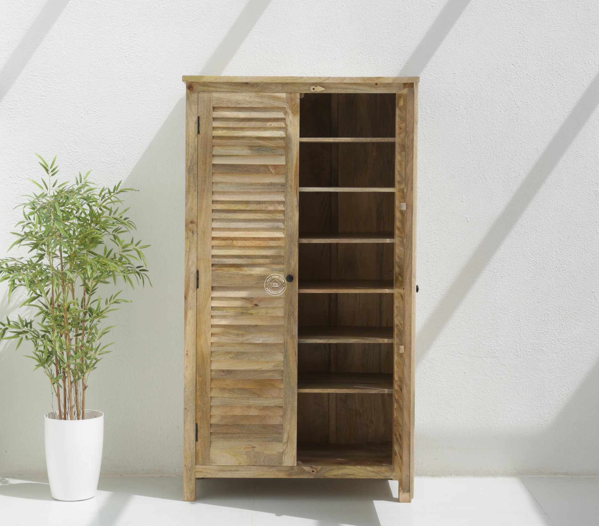 Moiser wooden Closet  and shoe rack - solid mango wood , natural finish | Opelhome UAE