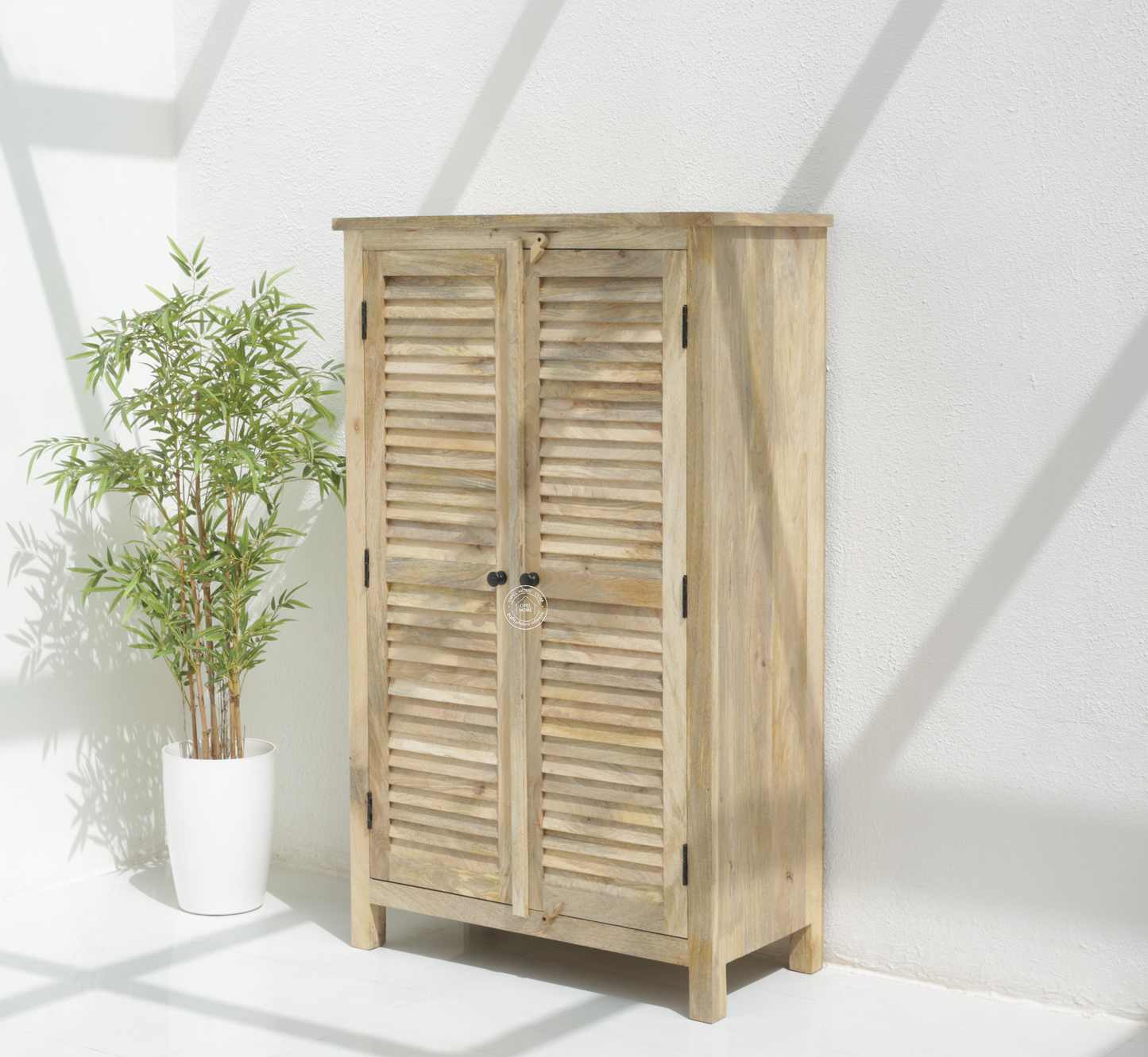 Moiser Solid Mango Wood Shoe Rack – Natural Finish (Medium) | Opel Home UAE