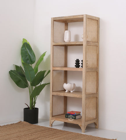 Modern Rattan Wooden Book Shelves