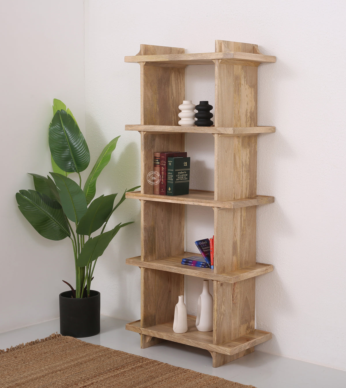 Classic Wooden Book Shelves – Solid Mango Wood, 180 cm | Opelhome UAE