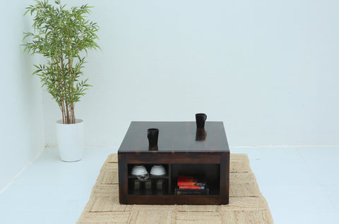 Terra Wooden Coffee Table with Four Stools