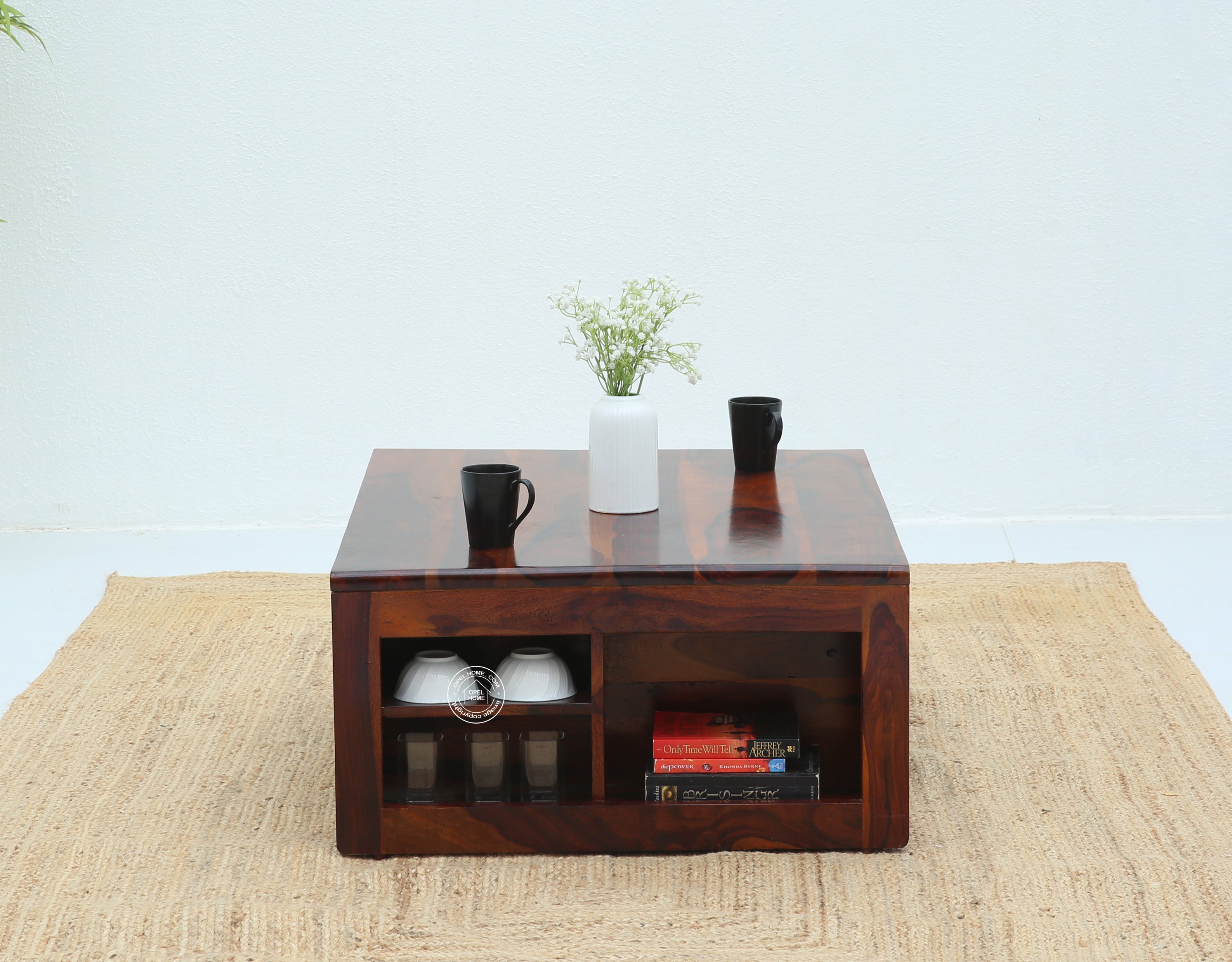 Terra Wooden Coffee Table with Four Stools