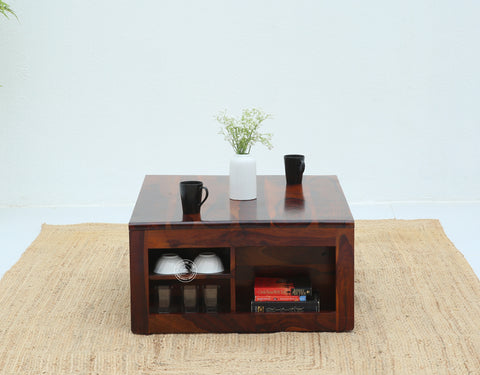 Terra Wooden Coffee Table with Four Stools