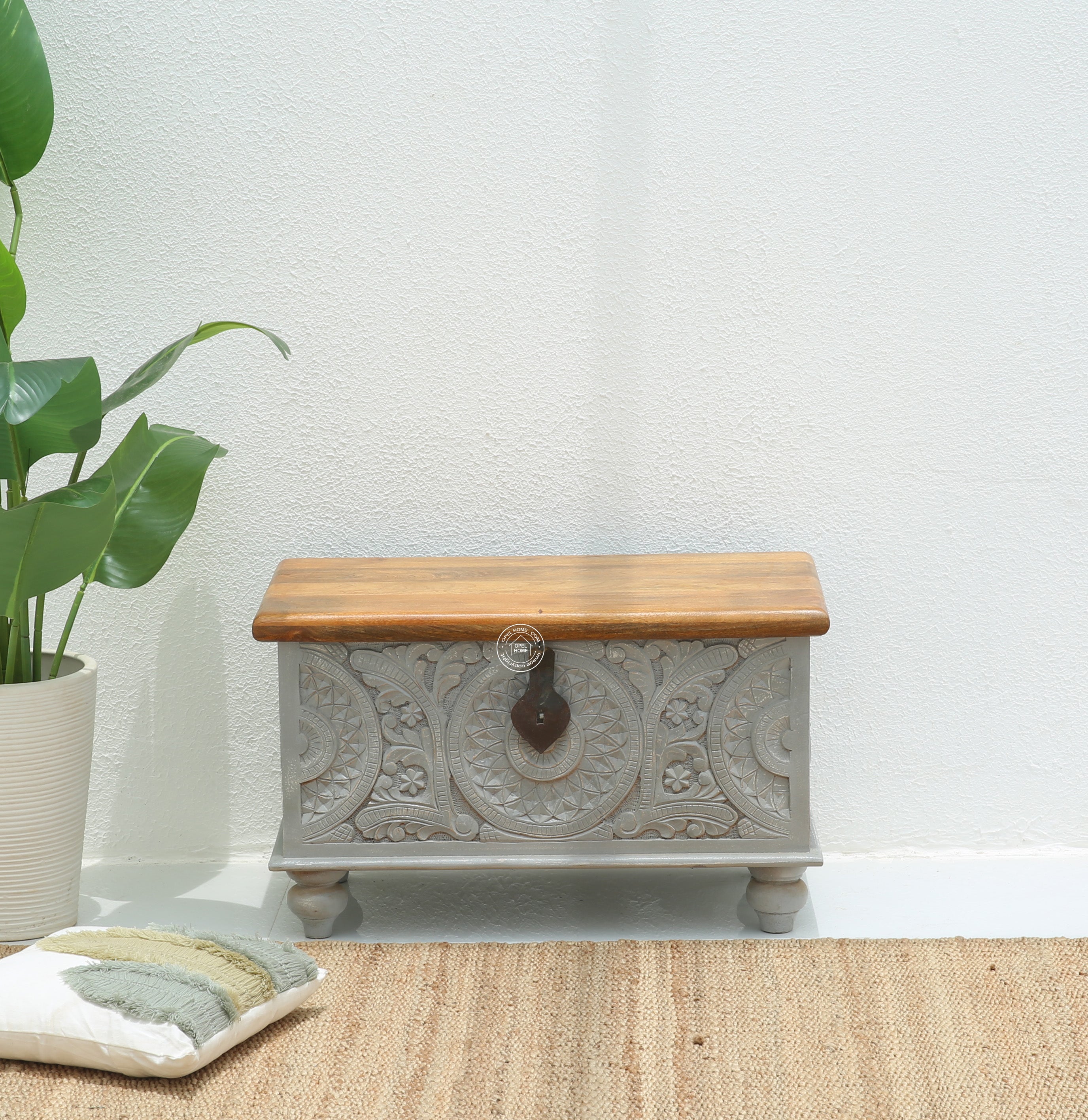 Zaya wooden Carved Trunk Box