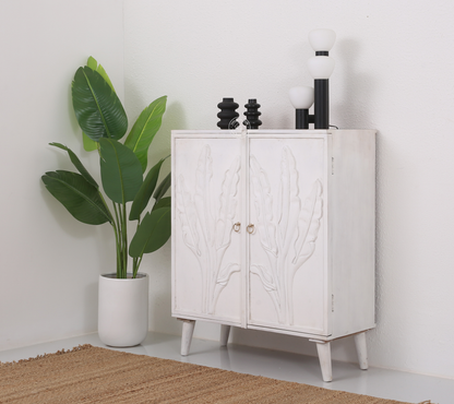 Nova Wooden Sideboard – 2 Doors, Solid Mango Wood, White Finish | Opelhome UAE