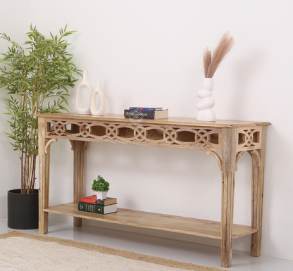 Staple Solid Mango Wood Console Table 153cm – Natural Finish | Opelhome UAE