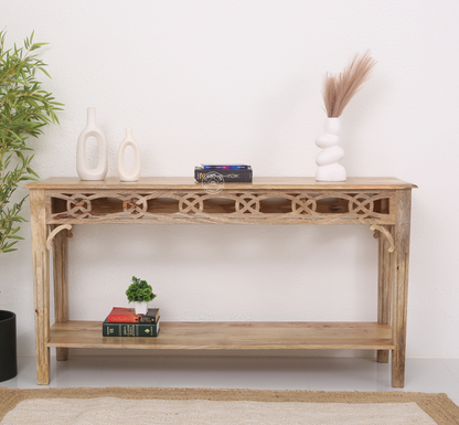 Staple Solid Mango Wood Console Table 153cm – Natural Finish | Opelhome UAE