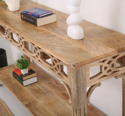 Staple Solid Mango Wood Console Table 153cm – Natural Finish | Opelhome UAE
