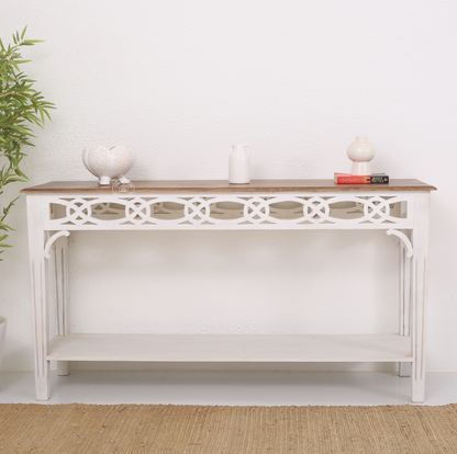 Staple Solid Mango Wood Console Table 153cm – White Finish | Opelhome UAE