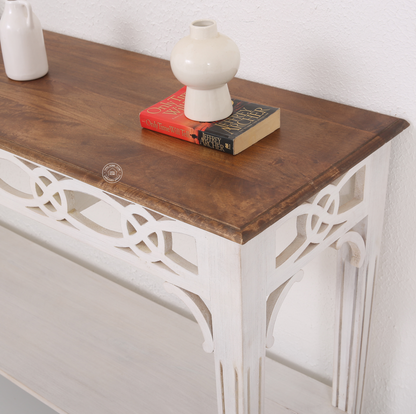 Staple Solid Mango Wood Console Table 153cm – White Finish | Opelhome UAE