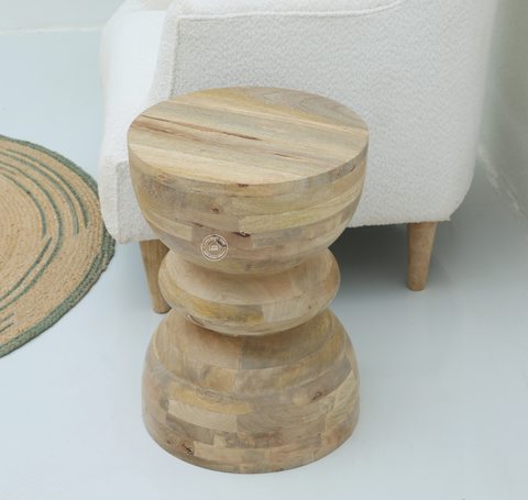 Alba Hourglass Shaped Wooden Side Table