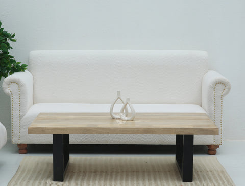 Webster Wood Coffee Table with Black Metal Base