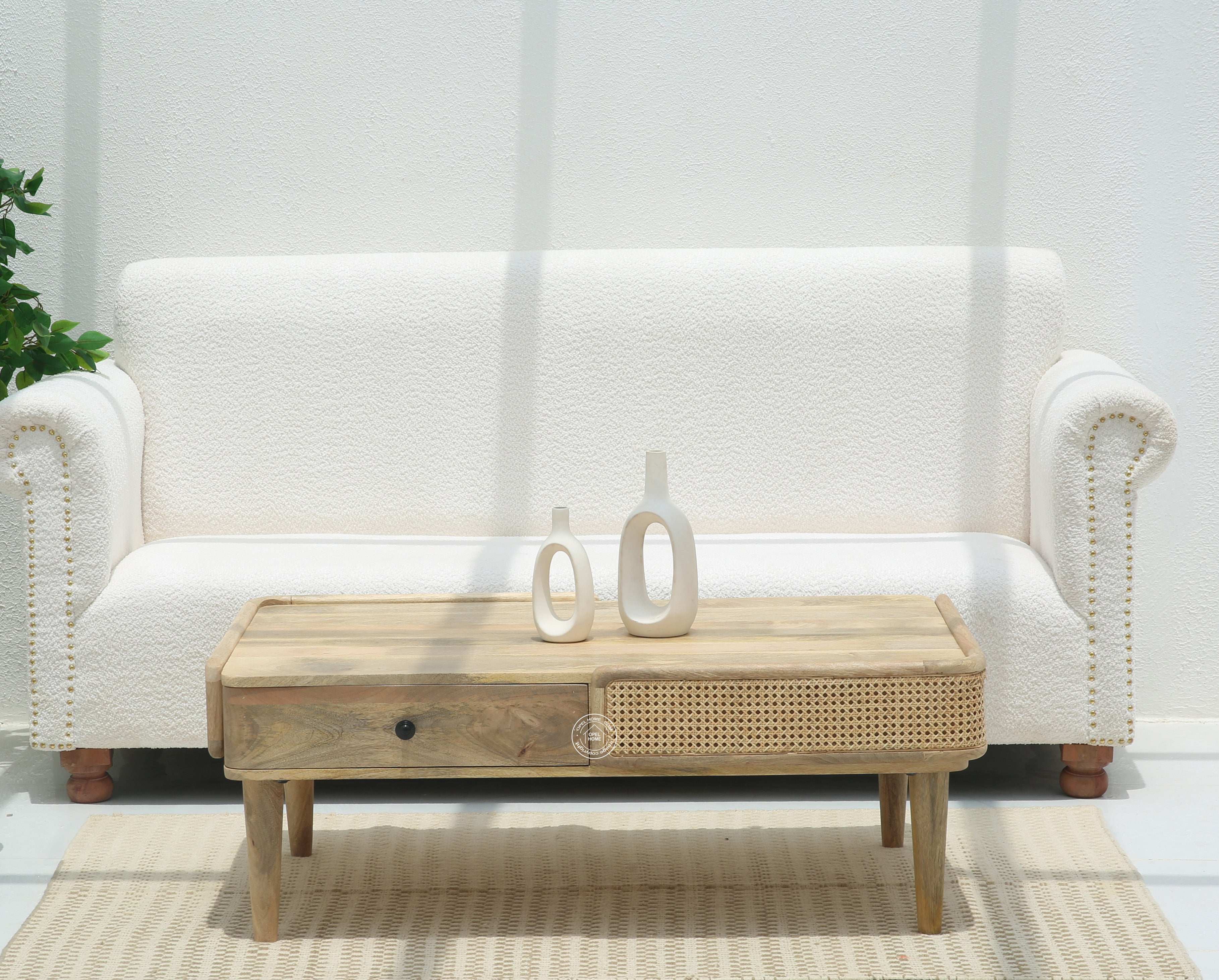 Nicolee Rattan Coffee Table with two Drawer