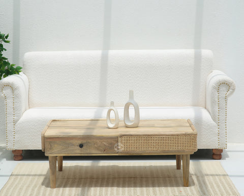Nicolee Rattan Coffee Table with two Drawer