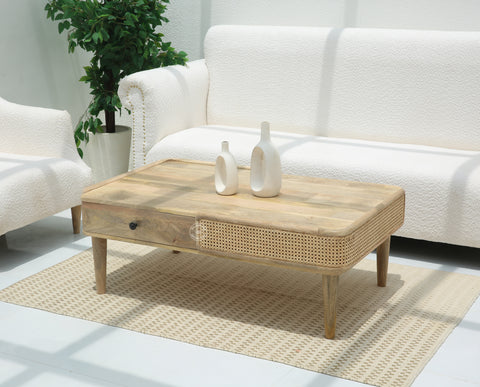 Nicolee Rattan Coffee Table with two Drawer