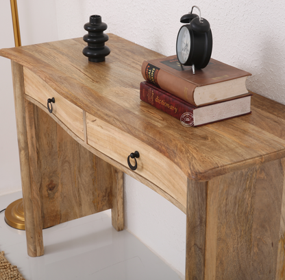 Charlie Solid Mango Wood Console Table 120cm – 2 Drawers, Natural Finish | Opelhome UAE
