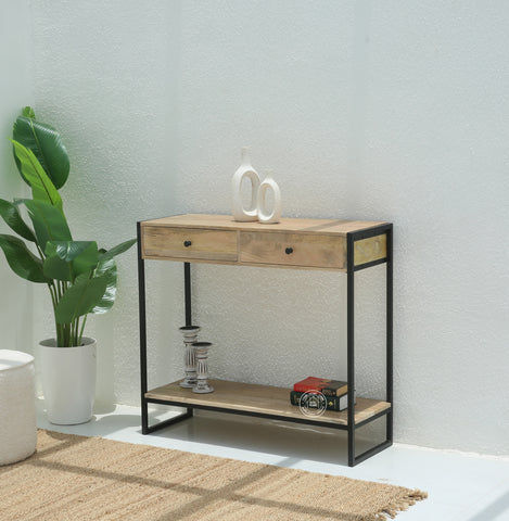 Orlina Industrial Two Drawer Wooden Desk Console