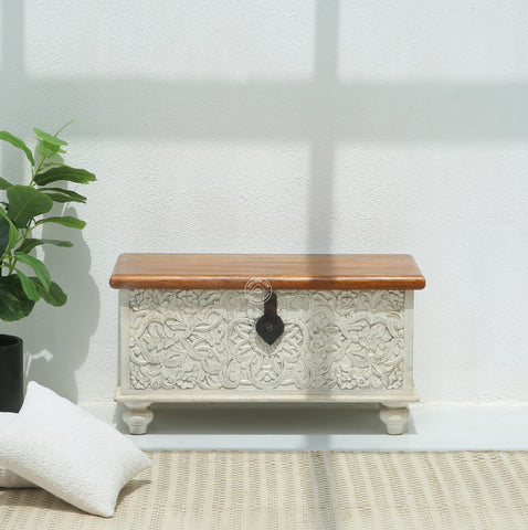Marlow Wooden Carved Trunk Box