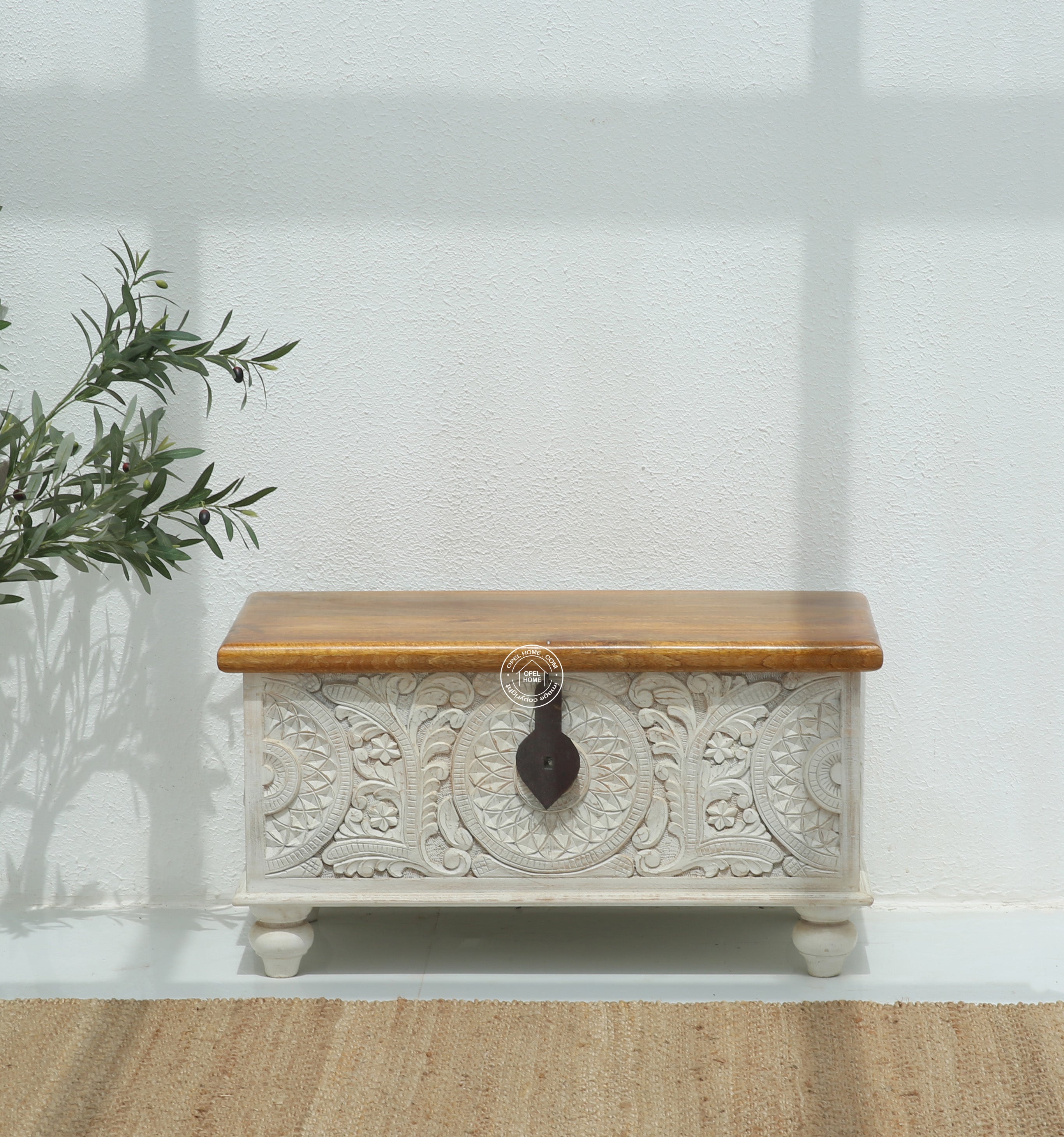 Zaya wooden Carved Trunk Box