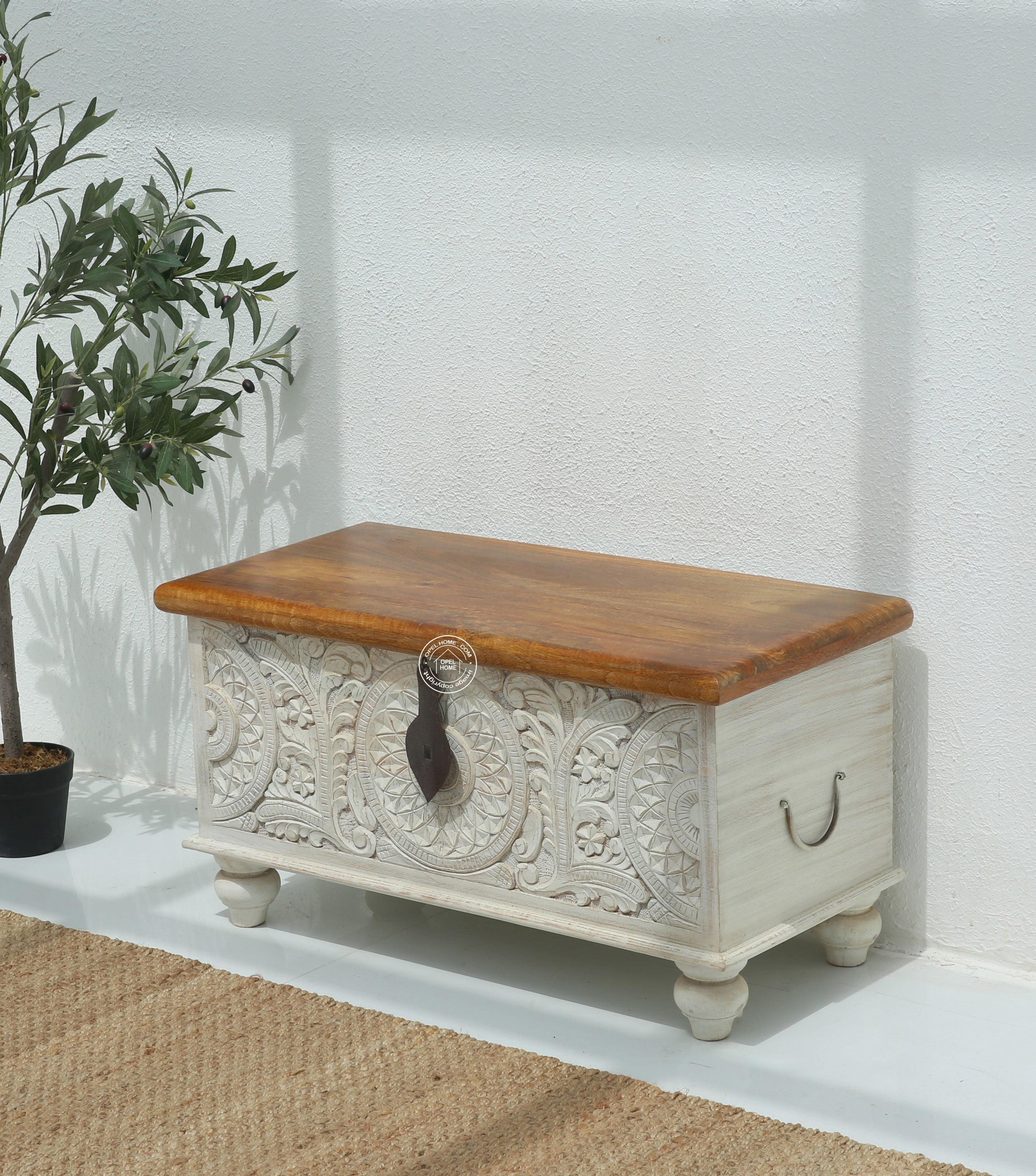 Zaya wooden Carved Trunk Box