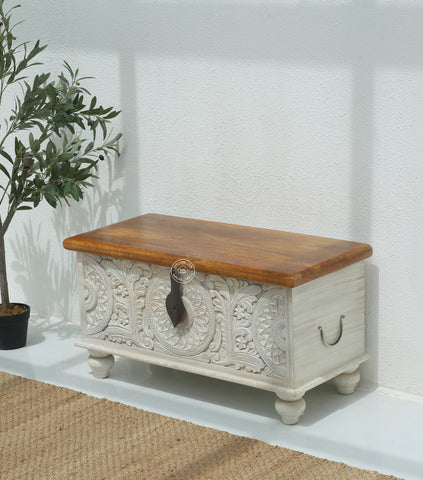 Zaya wooden Carved Trunk Box