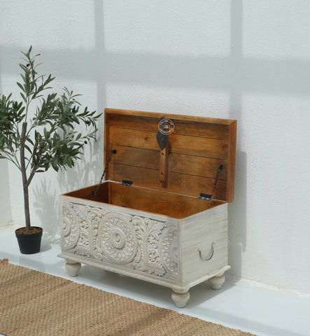 Zaya wooden Carved Trunk Box