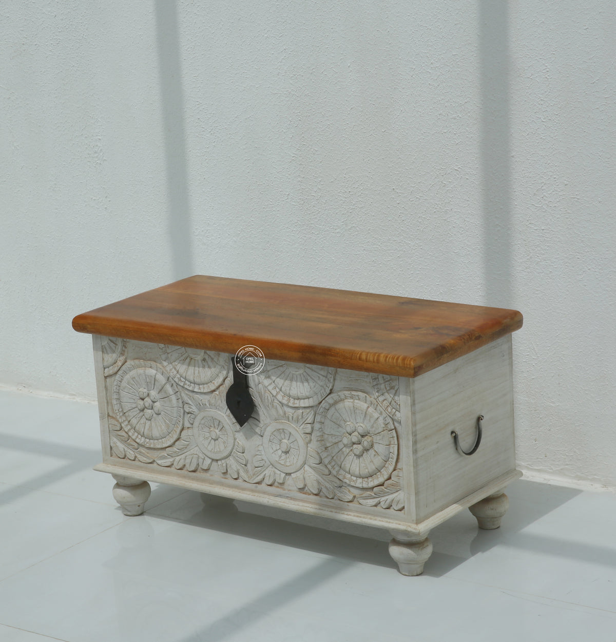 Alkire wooden Carved Trunk Box